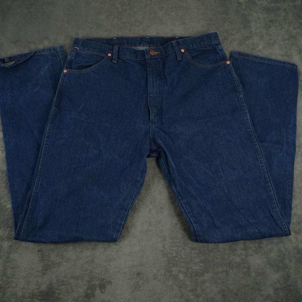 Wrangler Cowboy Cut Jeans Mens 37x36 (36x36) Blue Original Fit Dark Wash Denim